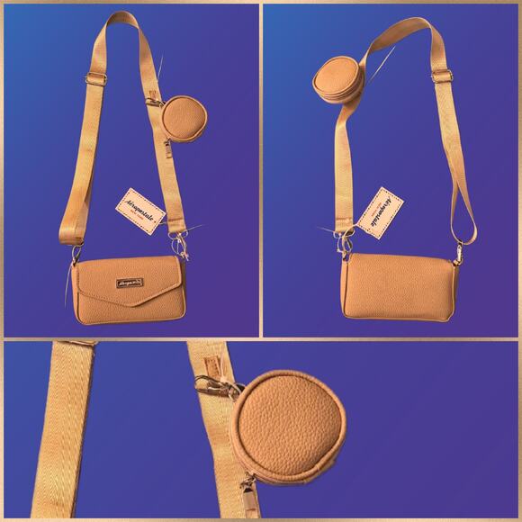 Ladies Taupe Aeropostale Crossbody Bag Purse with Coin Pouch - Picture 2 of 10